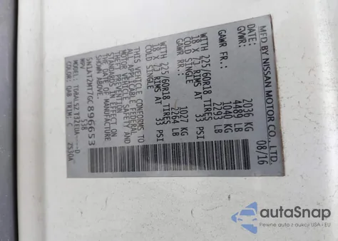 2016 Nissan Rogue Sl z USA, uszkodzony, nr VIN 5N1AT2MT7GC896653